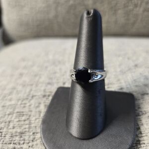 Sophisticated Black Onyx Sterling Silver Ring Size 8
